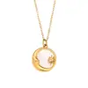 Moda Ins Europea y Americana Simple Popular Versátil Joyería para Mujer Acero Inoxidable Concha Natural Luna Estrella Colgante Collar