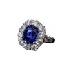Yanbai Más Vendido Anillo de Zirconia Zafiro Forma de Huevo Lujo Ligero Lujo Ajuste Pavé Anillo para Mujer Moda Temperamento Joyería de Mano Versátil