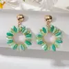 Pendientes Tejidos de Cristal con Círculo de Flores de Colores Lujo Accesible Nicho Pendientes de Gama Alta Moda Europea y Americana Pendientes Elegantes para Mujer
