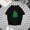 Camiseta de Algodón Puro Estilo Coreano Holgada con Estampado de Dinosaurio Versátil Trendy Ins Moda Manga Corta Ropa de Mujer Venta Directa de Fábrica Dropshipping