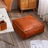 Puf para preguiçoso, sofá para guardar roupas velhas não utilizadas, banquinho baixo para bay window da sala, banquinho de couro, almofada de couro, tatame