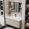 Nuevo Práctico Espacio Panal de Abeja Aluminio Gabinete de Baño Cerámica Integrado Lavabo Encimera de Lavabo Baño Apartamento Pequeño