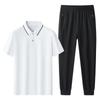 Diyu Shenlong Algodón Hielo Casual Deportivo Traje para Hombre Verano Mediana Edad y Adultos Mayores Camisa Polo de Manga Corta y Pantalones Conjunto de Dos Piezas