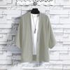 Camisa de manga corta de seda de hielo para hombre, marca de moda de verano, talla grande, holgada, de siete mangas, chaqueta protectora solar para hombre