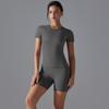 Camiseta de primavera y otoño popular en Internet, traje de yoga de secado rápido, blusa ajustada de manga corta para fitness, traje deportivo para correr al aire libre para mujer