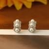 Pendientes Estilo Retro Francés Simples y Elegantes con Incrustaciones Completas de Circonita, Pendientes de Perlas de Moda, Accesorios para Orejas en Forma de C