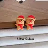 Nuevos Pendientes de Navidad 2025 Dibujos Animados Lindo Papá Noel Hombre de Jengibre Pendientes de Árbol de Navidad Pinzas para Orejas Sin Perforación