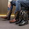 Botas Martin de Novo Estilo para Homens para Comércio Exterior, Novas Botas de Cavaleiro com Bico Redondo Europeias e Americanas, Galochas de Salto Baixo para Adultos de Tamanho Grande com Salto Grosso