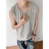 Chaleco Deportivo Bordado con Patrón Oscuro de Rayos para Hombre Verano Americano Alta Calle Guapo Camiseta sin Mangas Chaleco de Fitness Singlet