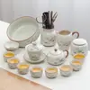 Lujo Ligero de Gama Alta Horno Ru Juego de Té Kung Fu para el Hogar Cerámica China Tetera Taza de Té Bandeja de Té Pequeña Juego de Regalo