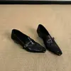 Mocasines Cuadrados Vintage de Piel de Vaca con Tacón Grueso para Mujer, Zapatos Elegantes sin Cordones con Hebilla de Cinturón