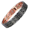 Pulsera Rayada de Imán de Cobre Rojo Antiguo de Venta Caliente Transfronteriza Europea y Americana Pulsera de Pareja Desmontable Magnética Completa de Tres Filas Retro