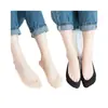 Calcetines Invisible de Seda de Hielo para Barco con Silicona Antideslizante de Boca Baja Calcetines de Algodón Transpirables Delgados de Verano para Mujer