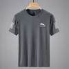 Camiseta de Malla Hielo Seda Hombre Cuello Redondo Secado Rápido Manga Corta Delgada Transpirable Media Manga Talla Grande Superior Hombre Deportivo Holgado Moderno