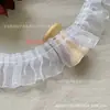 Ribete de Encaje de Gasa de 4 cm para Falda, Puño, Escote, Tiras de Gasa de Encaje Fruncido para Decoración Hecha a Mano DIY