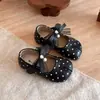 Zapatos de cuero para niños, zapatos planos versátiles estilo coreano, zapatos de cuero para niñas, zapatos de princesa, zapatos de primavera y otoño para niñas, zapatos de rendimiento de suela blanda con lazo