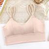 Ice Silk Beautiful Back Underwear Mulheres Pequeno peito Sling verão fino respirável Anti-running Light Movement sem costura de uma peça sem anel de aço