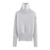 Design Estilo Preguiçoso Botão no Ombro Gola Alta Malha Outono Nova Moda Versátil Slim Base Interna Malha para Mulheres