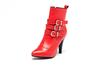 Botines de Comercio Exterior Talla Grande 40-45 Tacón Alto Hebilla de Cinturón Botas para Mujer Botas Europeas y Americanas para Mujer Tacón Fino Punta Fina T051