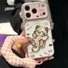 Aplicável para Capa de Celular Gato Bordado iPhone 18 Apple 17 Pro Max Lente Rosa Fofa 16 Capa Protetora à Prova de Queda