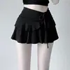 Ropa de mujer de comercio exterior de Dongdaemun, Corea del Sur: Nuevo minivestido de punto dulce de cintura alta ajustado para verano con dobladillo con volantes y detalle de lazo