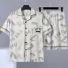 Conjunto de pijama de verano para hombre, shorts de manga corta, un conjunto completo, ligero, se puede usar afuera, conjunto de ropa para el hogar talla grande para verano