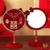 Espejo de Maquillaje de Dote de Boda Caja de Regalo Par Rojo Alegría de la Partida de la Novia Dote de la Novia Suministros de Boda Lista Completa