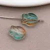 Estilo Fresco e Simples 8 Cores Combinadas Contas de Vidro com Furos Retos, Flores Tulipa e Folhas Acessórios para DIY Pulseira Chaveiro