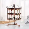 Soporte Giratorio Cuadrado de Tres Niveles de Hierro Forjado para Exhibición de Joyería Soporte de Exhibición de Aretes de Hierro Forjado Estilo Europeo Suministro Directo de Fábrica