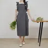 Avental Vintage Estilo Francês com Babados e Renda Estilo Corte, Tamanho Grande, Bavete Ajustável
