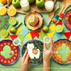 Platos de Papel con Patrón de Festival Mexicano Bp041 Vajilla Desechable para Fiesta de Festival para 8 Personas Platos de Papel Desechables Decorativos