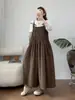 Mono casual de estilo japonés con pliegues, corte holgado para mujer, colección otoño 2026, rejuvenecedor, versátil pantalón de falda de pierna ancha