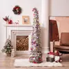 Árbol de Navidad Extensible Transfronterizo con Hojas Verdes, Árbol de Lentejuelas Plegable de 1.5 Metros, Árbol Espiral, Adorno de Decoración Navideña