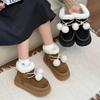 Novas Botas de Neve de Solado Grosso Estilo Coreano para Outono e Inverno, com Pelúcia e Acolchoadas, Quentes e Antiderrapantes, Sapatos de Algodão para Mulheres, Sapatos de Algodão Modernos e Versáteis para Mulheres