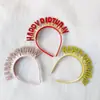 Decoración de Pastel de Cumpleaños Ambiente de Fiesta Disposición Niños Lluvia Diadema Brillante Letras en Inglés Feliz Cumpleaños Diadema para el Cabello