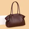 Bolso tote vintage de gran capacidad para mujer, para el principio del otoño, lujo ligero, nicho, patrón de lichi, versátil para llevar al hombro y debajo del brazo