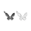 Pingente Individual de Borboleta Prata Esterlina S925 Charme de Borboleta Pequena Sólida Pingente para Pulseira de Miçangas Cristal Pérola Feito à Mão DIY