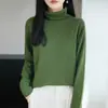 Nuevo Suéter de Punto de Algodón Puro Cuello Alto Manga Larga Color Sólido Borde Enrollado Corte Holgado Camiseta Base Superior Otoño/Invierno 2026