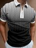 Comercio exterior otoño nuevo polo de hombre camiseta casual de manga corta con solapa para hombre polo de manga corta con cremallera estampado 3D