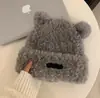 Chapéus de Outono e Inverno Femininos de Alta Qualidade, Chapéus Bucket Fofos, Chapéus Quentes Tendência em Formato de Cúpula de Pelúcia Grossa Ursinho Teddy