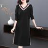 Vestido feminino de outono com estampa de A e novo temperamento da AliExpress, tamanho grande, tendência longa para mulheres