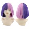 Peluca estilo europeo y americano transfronteriza de longitud media BOBO cabello de estudiante púrpura + rosa peluca seda de alta temperatura cabeza de flor de pera