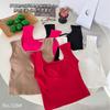 Sexy Camiseta de Espalda Descubierta Roja con Mangas Cortas Voladoras Sexy Tirantes de una Sola Copa Delgado Delgado Top
