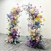 Arco de Flores Artificiales Transfronterizo con Hortensias y Rosas Moradas, Rosas y Azules para Decoración de Fondo de Escaparate de Fiesta de Bodas Arco en Forma de Cuerno