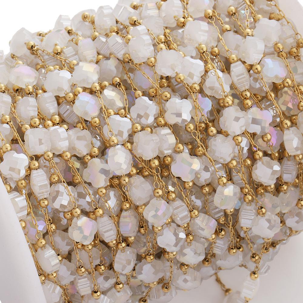 不锈钢水晶四叶草链条7