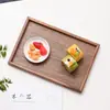 Bandeja personalizada de madera de nogal negro, bandeja de té rectangular de madera estilo japonés, bandeja para snacks en casa, bandeja de desayuno, bandeja de almacenamiento de café
