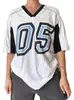 2024 Roupas de outono americanas e europeias transfronteiriças, impressão digital Y2K, camiseta esportiva casual solta de manga curta