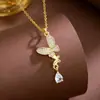 Collar de Mariposa Dulce Full Diamante Estilo Coreano Moda de Nicho para Mujer Cadena para Clavícula Versátil Joyería de Lujo Ligero Temperamento Simple Venta al por Mayor