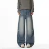 Jeans desgastados lavados para hombre, pantalones rectos de estilo americano de calle para otoño, pantalones casuales versátiles de pierna ancha