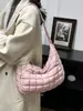 Bolsa de Algodão Plissada Estilo Coreano para Mulheres 2026 Inverno Nova Tendência Simples Bolsa de Ombro Transversal Versátil Bolsa Tote